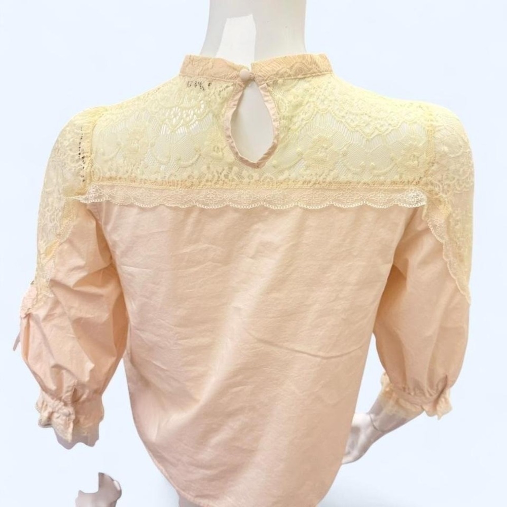 Axes Femme Lace Blouse Buttercream Himekaji Coquette Top Womens M - Picture 5 of 8